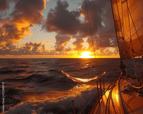 Sailing into the Sunset: The Sail Billowing in the Breeze - Capturing the Serenity and Beauty of a Seaside Journey