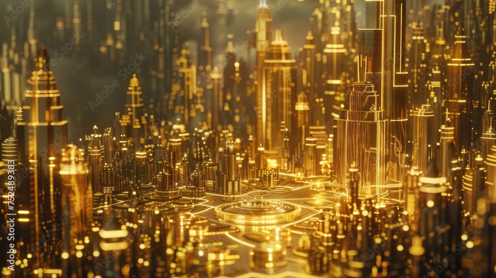 Futuristic Gold City at Twilight, To convey a sense of futuristic urban living with a touch of luxury and modernity Futuristic Gold City at Twilight, To convey a sense of futuristic urban living with a touch of luxury and modernity
