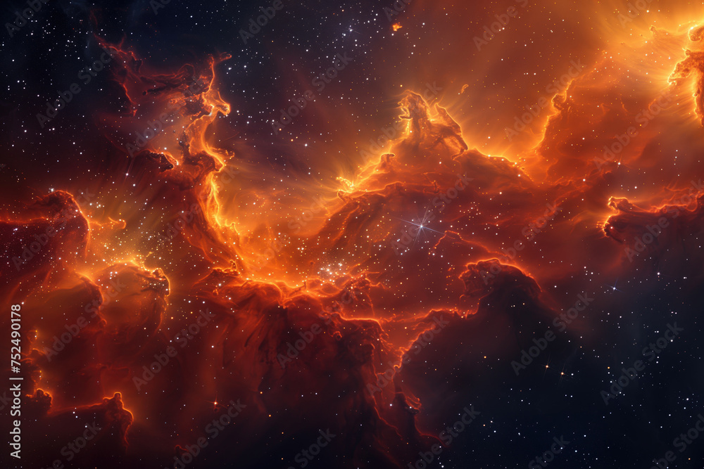 abstract stellar background, space with stars and colored nebulae