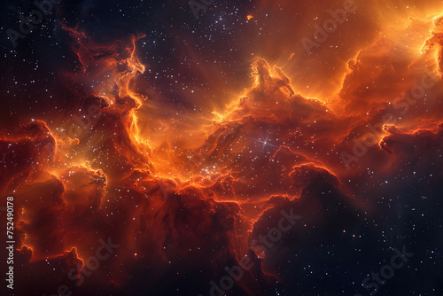 abstract stellar background, space with stars and colored nebulae © Evgeny