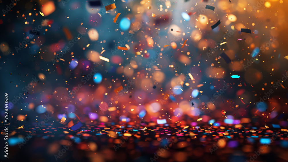 Colorful confetti with bokeh background