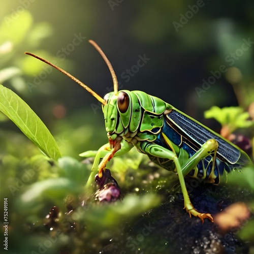 green grasshopper on a leaf © Shahzad