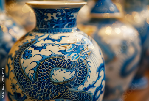 The beauty of Ming Dynasty pottery reflected in art Close up photo