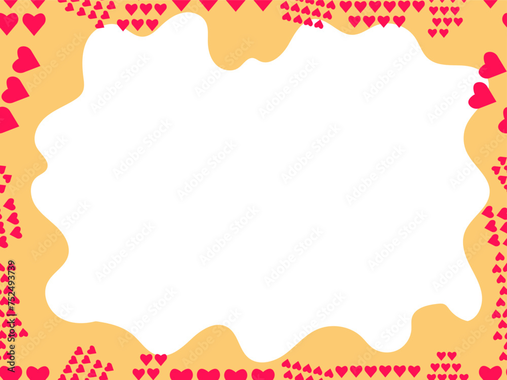 Frame made of different size and shape hearts, seamless edges. Seamless. Vector illustration.