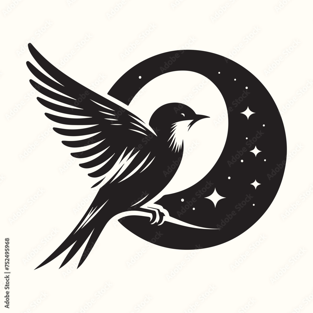 Obraz premium Bird Silhouette Illustration Vector Design
