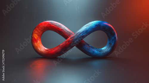 Infinity Symbol Painted in Red and Blue, Generative AI.