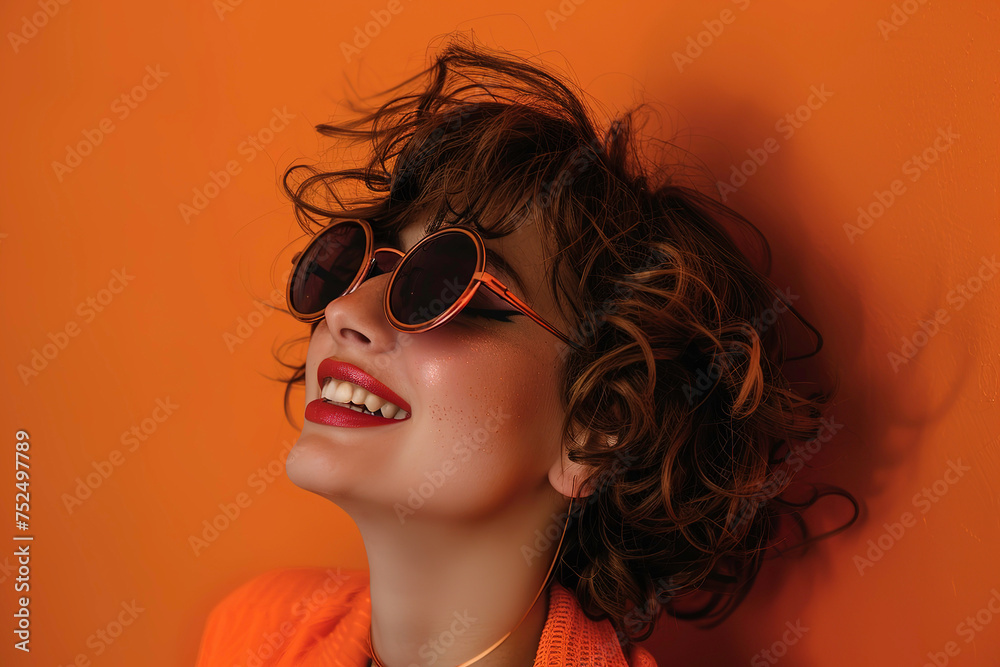 woman smiling wearing sunglasses woman smiling wearing sunglasses