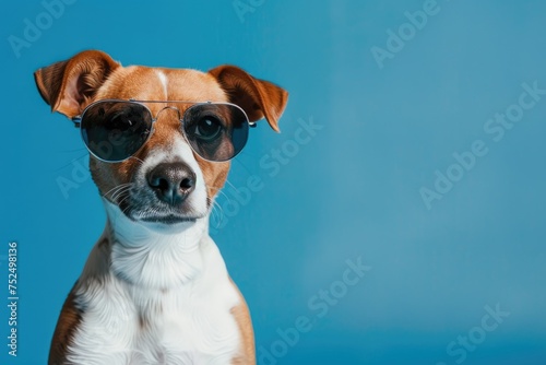 Sunnies-Sporting Dog on Solid Background, AI Generative  © NikoArakelyan