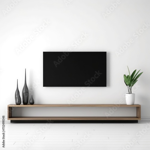 Shelf tv in modern empty room,minimal