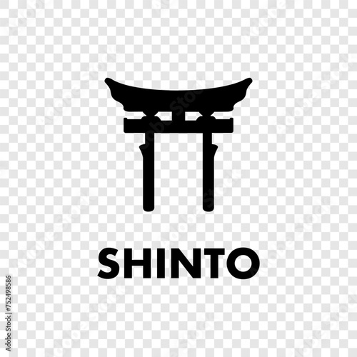 Shinto icon or symbol. Shinto religion symbol line art vector icon