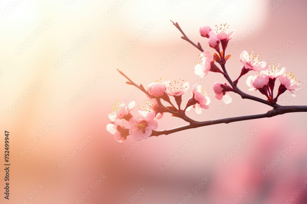 White cherry flowers on light pink blurred background. Greeting card template for wedding, Mother's or Women's day. Springtime composition with copy space White cherry flowers on light pink blurred background. Greeting card template for wedding, Mother's or Women's day. Springtime composition with copy space