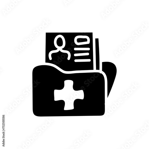 Hand drawn line and flat style icon of Patient report 