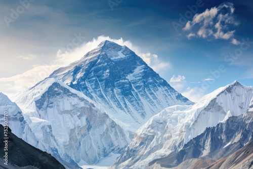 stunning vista of the peak of Mount Everest.