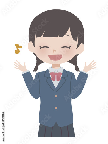 学生服・制服の女子　喜び