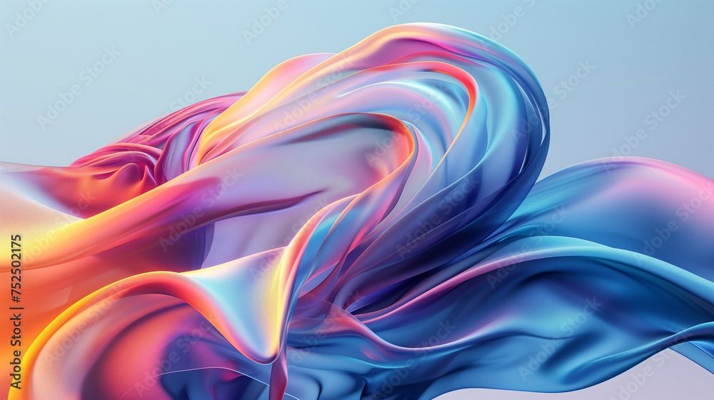 illustration of wavy rainbow cloth, dynamic flow