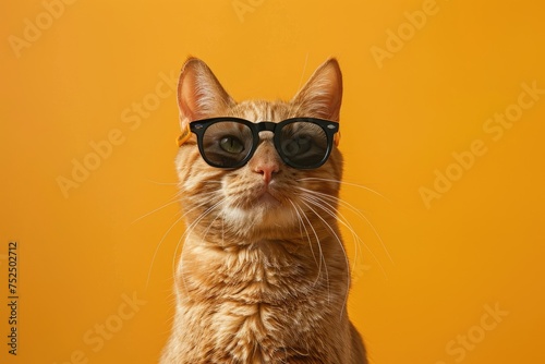 Sunnies-Wearing Kitty: Cat with Sunglasses, AI Generative 