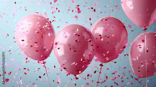 Grupa różowych balonów z konfetti
