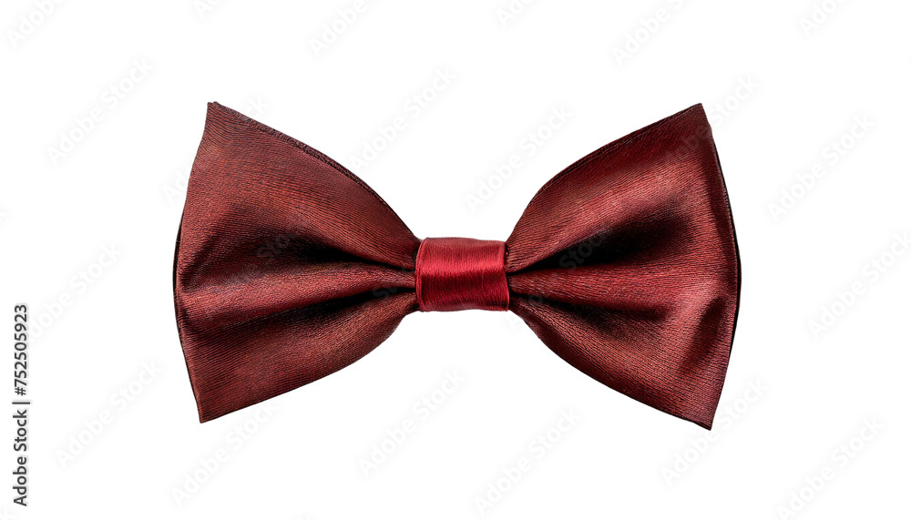 Red bow tie isolated on transparent background.