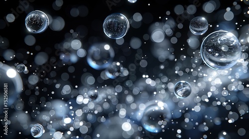  a bunch of bubbles floating in the air on a black background with a lot of bubbles floating in the air.