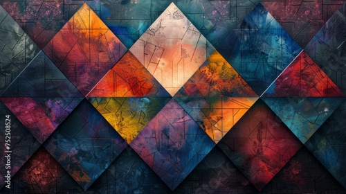 A digital artwork showcasing a seamless blend of textured geometric patterns