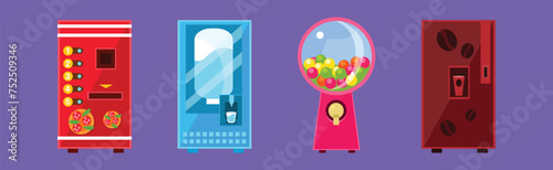 Colorful Vending Machine Sell Different Item Vector Set