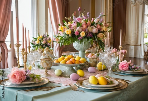 illustration, Setup, Easter,egg, flower,Brunch,tradition, Floral, religion, Decor, Decorations, Table, Tableware, Pastel, Colors,