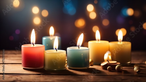 candles on a wooden table background