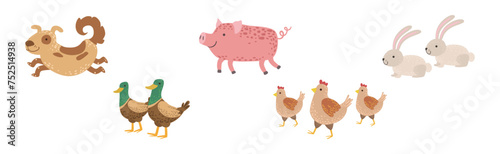 Funny Farm Animal and Domestic Livestock Vector Set