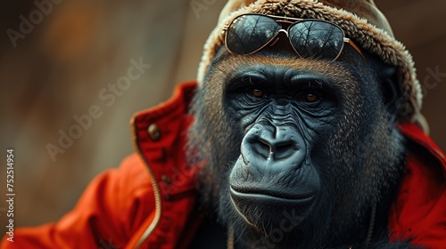 Gorilla in cap and clothes © taraskobryn