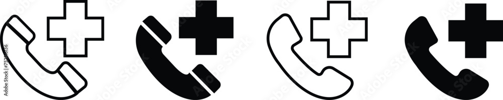 Emergency call, hospital phone concept vector icon set , modern design abstract web buttons options, infographic template hospital phone flat vector icon from hospital, on transparent background. Emergency call, hospital phone concept vector icon set , modern design abstract web buttons options, infographic template hospital phone flat vector icon from hospital, on transparent background.