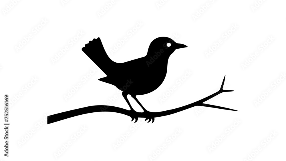 shape of bird sitting on a stick, vector, illustration