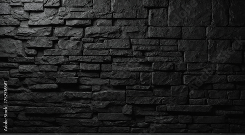 black stone brick wall texture background