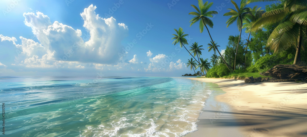 Tranquil Tropical Beach, Golden Sands & Turquoise Waters