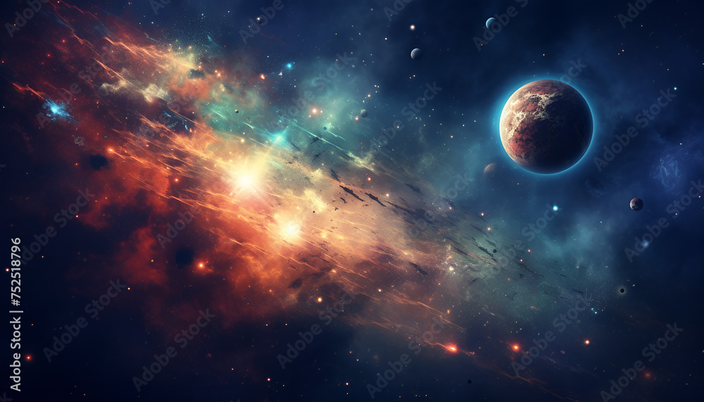 cinematic galaxy with vibrant planets and stars nebula vibrant astrological background fantasy cosmos