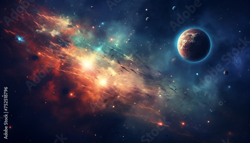 cinematic galaxy with vibrant planets and stars nebula vibrant astrological background fantasy cosmos