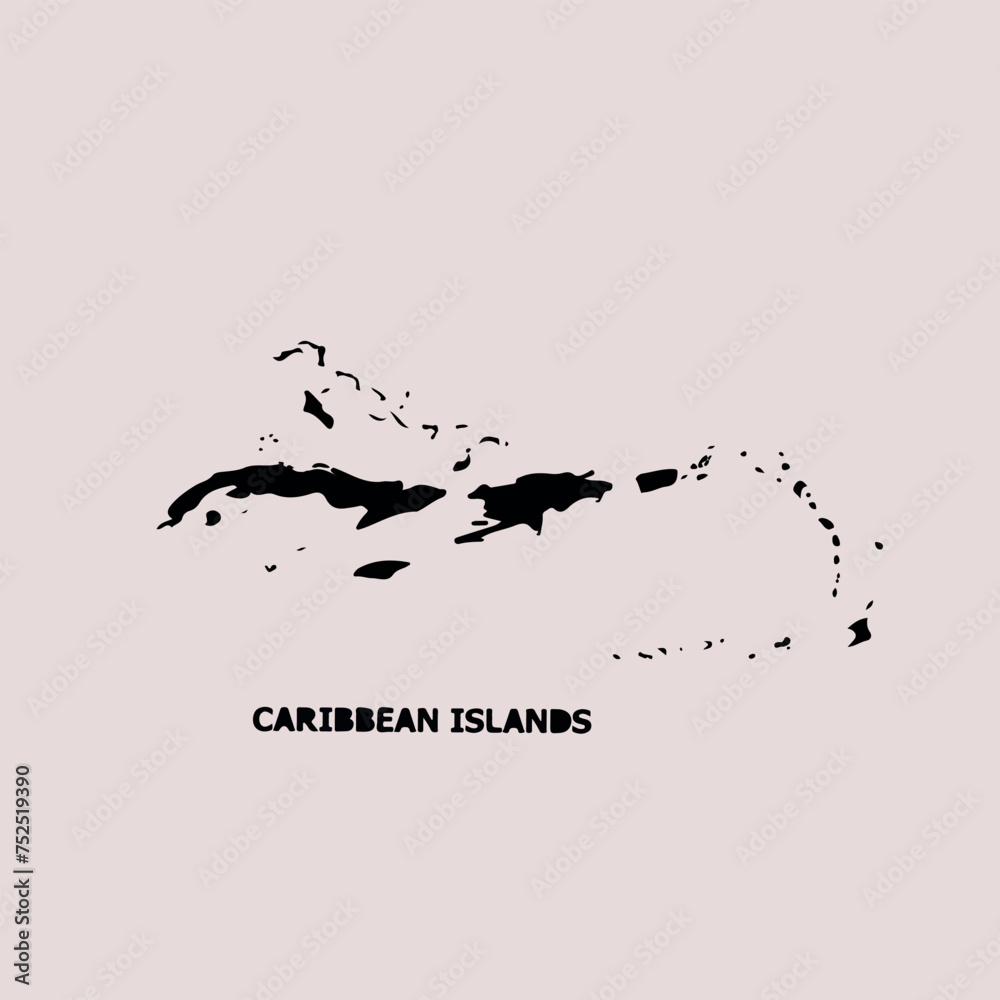 Caribbean islands map vector, isolated on white background. Black map template, flat earth. Simplified, generalized world map with round corners.
Caribbean islands map vector, isolated on white background. Black map template, flat earth. Simplified, generalized world map with round corners.