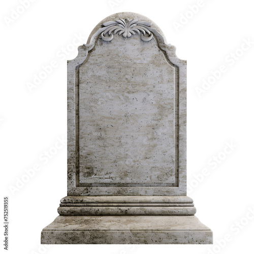 Blank cement tombstone mockup on an isolated background
