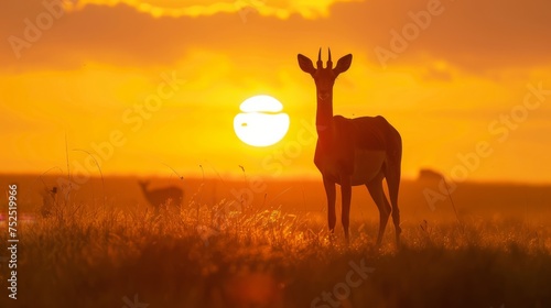 Beautiful Sunrise with animals in the safari © cff999