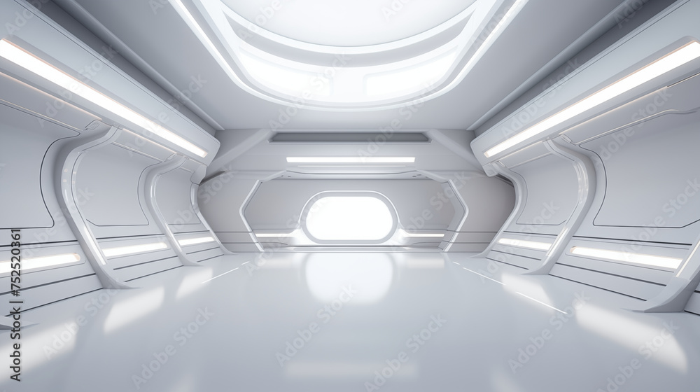 Fototapeta premium Futuristic showroom, spaceship interior