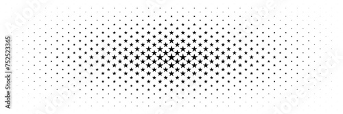 horizontal halftone of black star design for pattern and background.