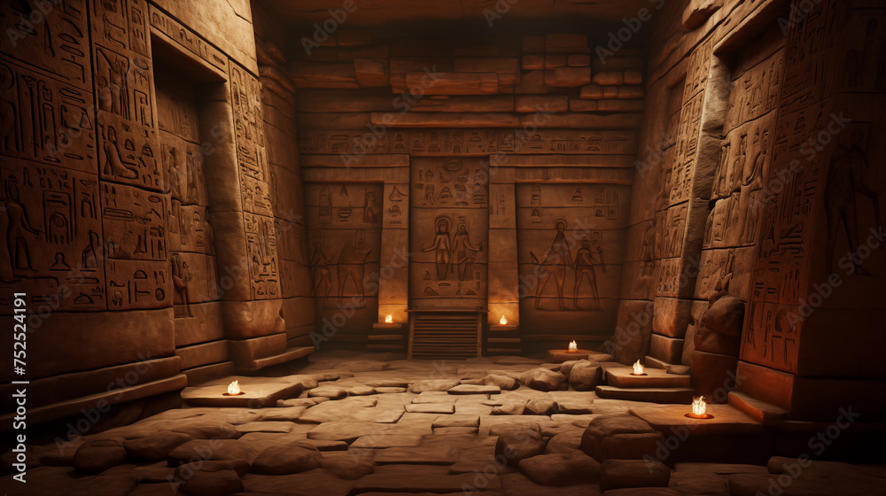 Interior of dark tomb in Egypt - obrazy, fototapety, plakaty 
