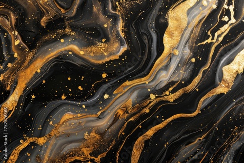 Gold and black marble art paint pattern