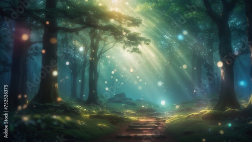 Mystical magical forest , Fantasy Background Wallpaper