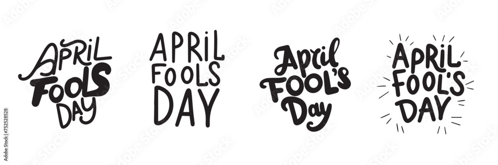 Collection April Fools Day text banner handwriting in black color. Hand drawn vector art Collection April Fools Day text banner handwriting in black color. Hand drawn vector art