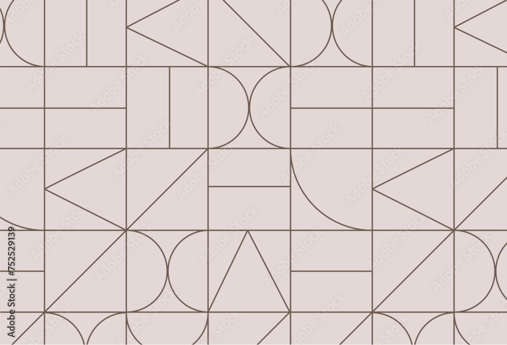 Art deco seamless geometrical vintage pattern drawing on beige background.