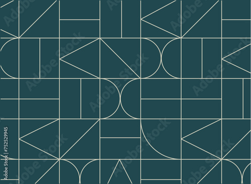 Obraz na płótnie Art deco seamless geometrical vintage pattern drawing on green background. w salonie