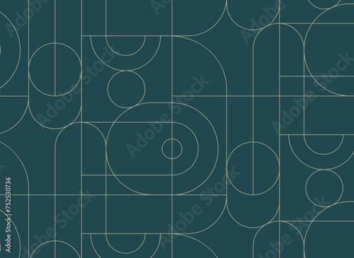 Art deco radial seamless vintage pattern drawing on green background. © anna42f