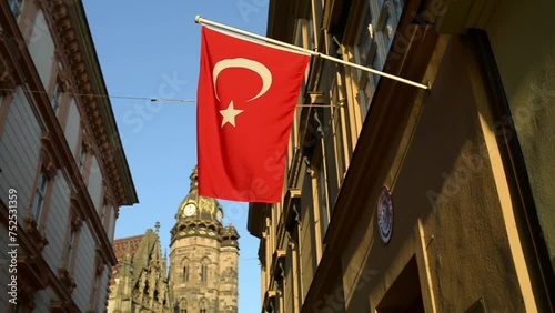 Turkish flag in the background St. Elisabeth Cathedral photo