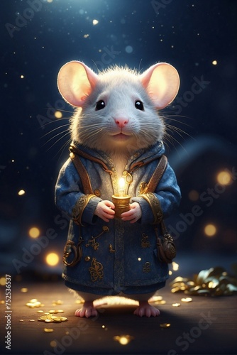 Cute Zodiac Rat in Darkness © alexx_60