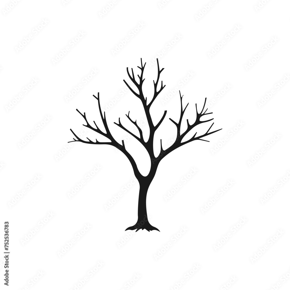 Fototapeta premium Dead tree. Leafless plant icon flat style isolated on white background. Vector illustration